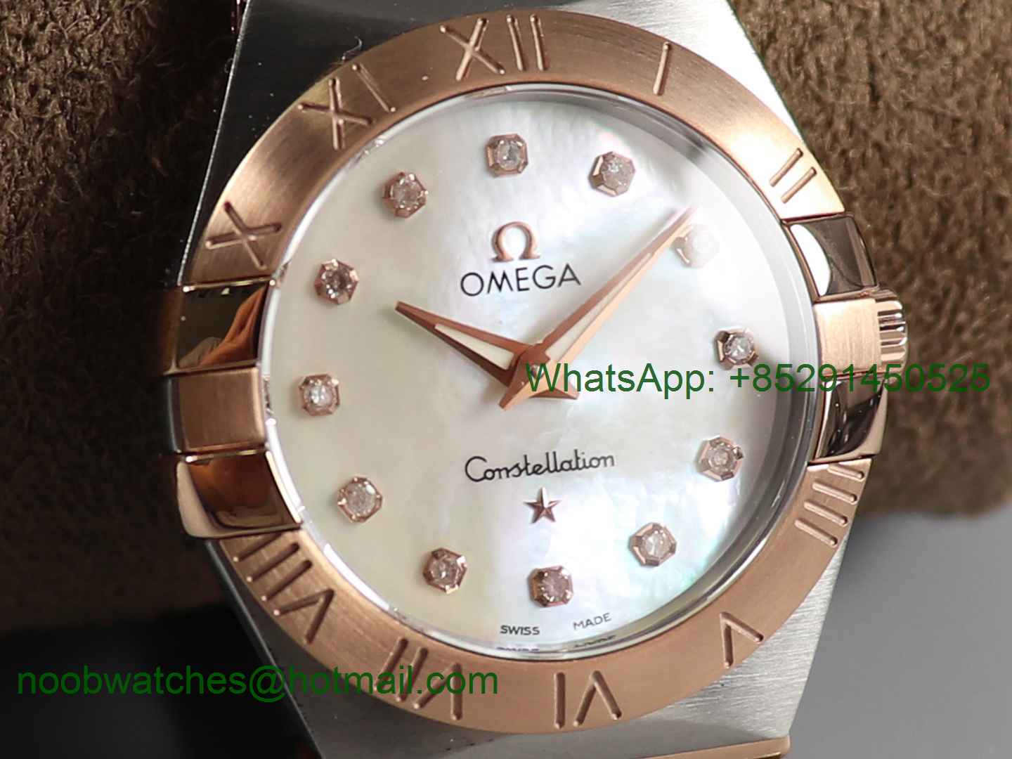 Replica OMEGA Constellation Ladies 27mm 2tone SS Rose Gold ETA Quartz 8848F 1:1 Best Edition