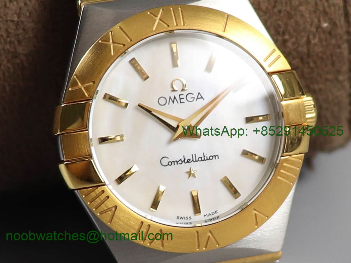Replica OMEGA Constellation Ladies 27mm 8848F 1:1 Best Edition 2tone SS/Yellow Gold White MOP Dial ETA Quartz