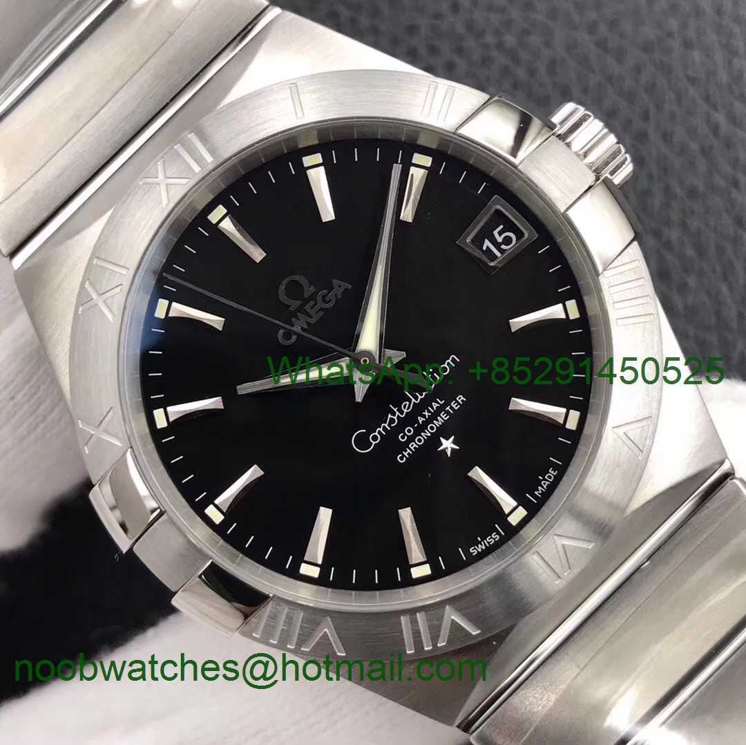 Replica OMEGA Constellation 38mm SS VSF 1:1 Best Edition Black Dial Stick Markers on SS Bracelet A8500 Super Clone