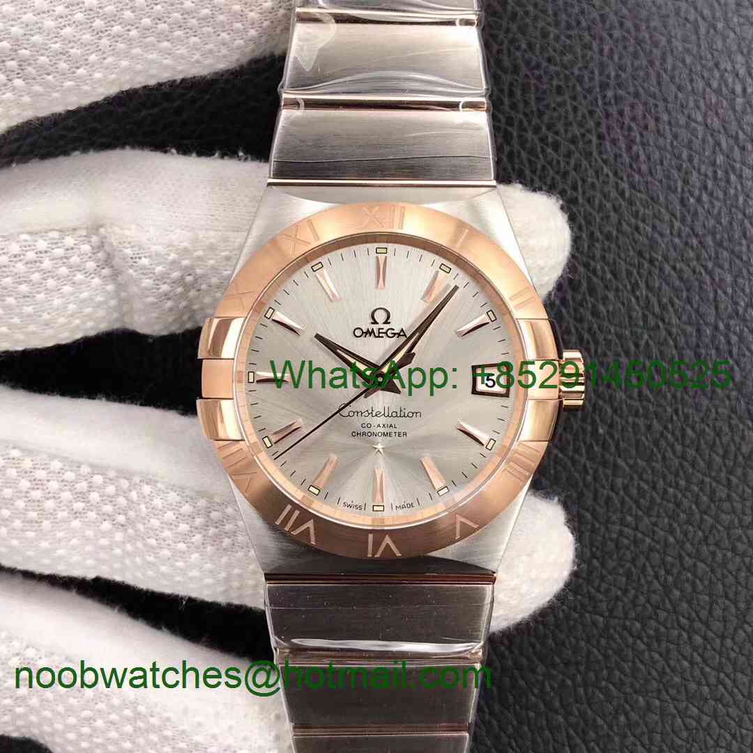 Replica OMEGA Constellation 38mm SS/Rose Gold VSF 1:1 Best Edition Silver Dial Stick Markers A8500 Super Clone
