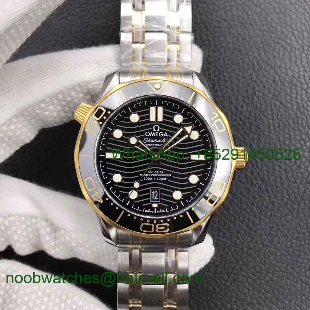 Replica OMEGA 2018 Seamaster Diver 300M SS/Yellow Gold 2tone VSF 1:1 Best Edition Black Dial A8800