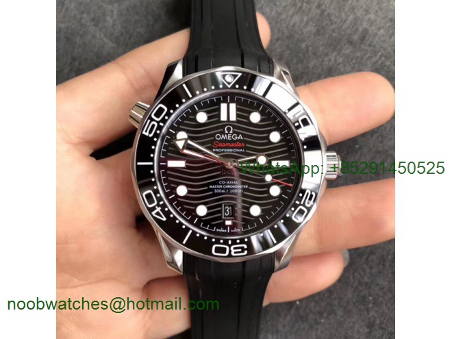 Replica OMEGA 2018 Seamaster Diver 300M VSF 1:1 Best Edition Black Ceramic Black Dial on Black Rubber Strap A8800 V2