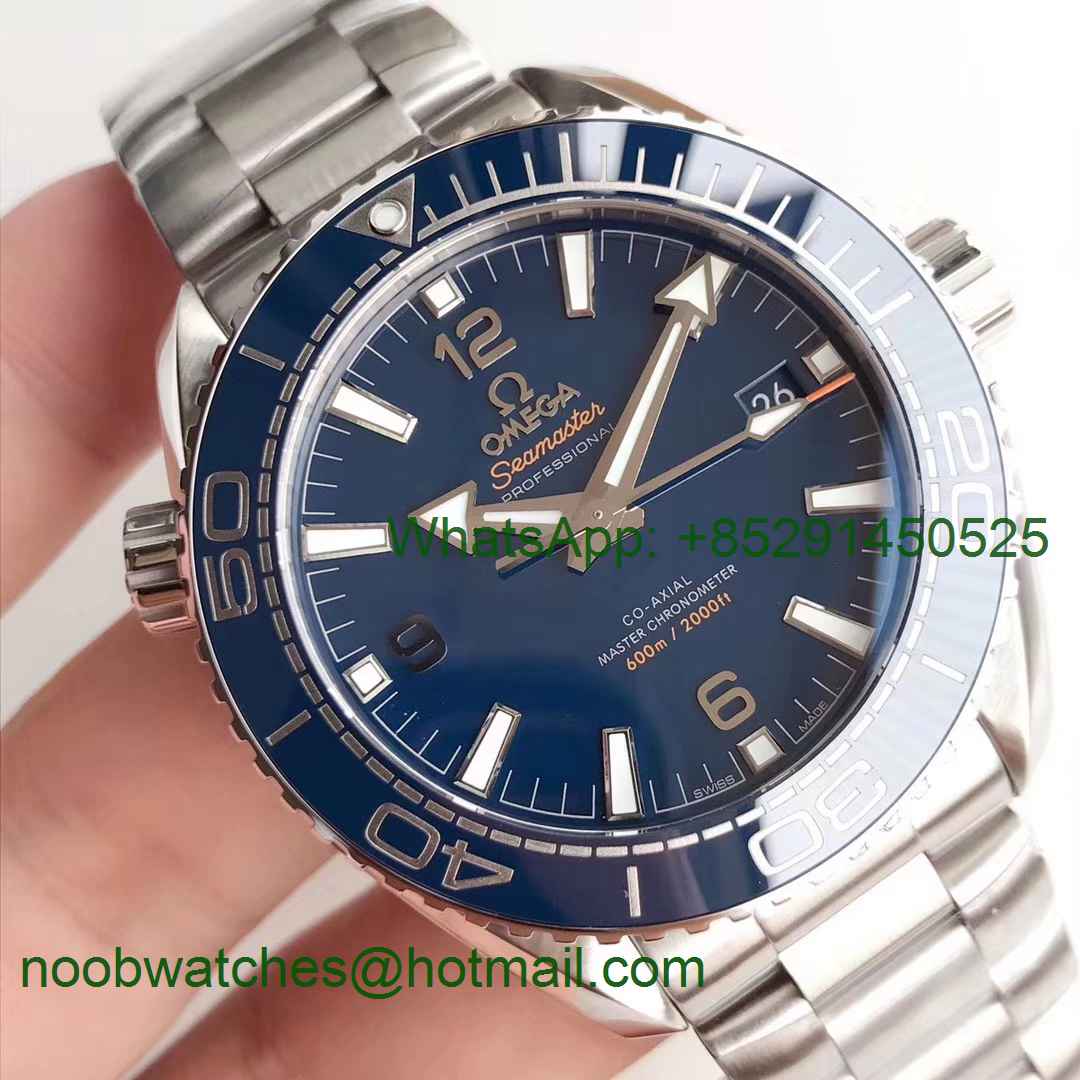 Replica OMEGA Planet Ocean 43.5mm SS VSF 1:1 Best Edition Blue Ceramic Bezel and Dial on SS Bracelet A8900 Super Clone