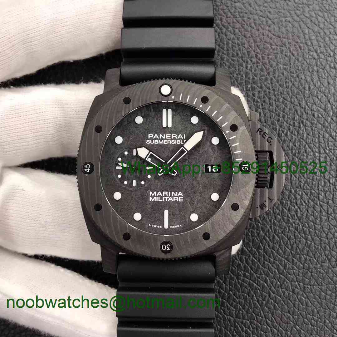 Replica Panerai PAM979 Carbotech VSF 1:1 Best Edition Carbon Dial P.9010 Clone (Free Leather Strap)