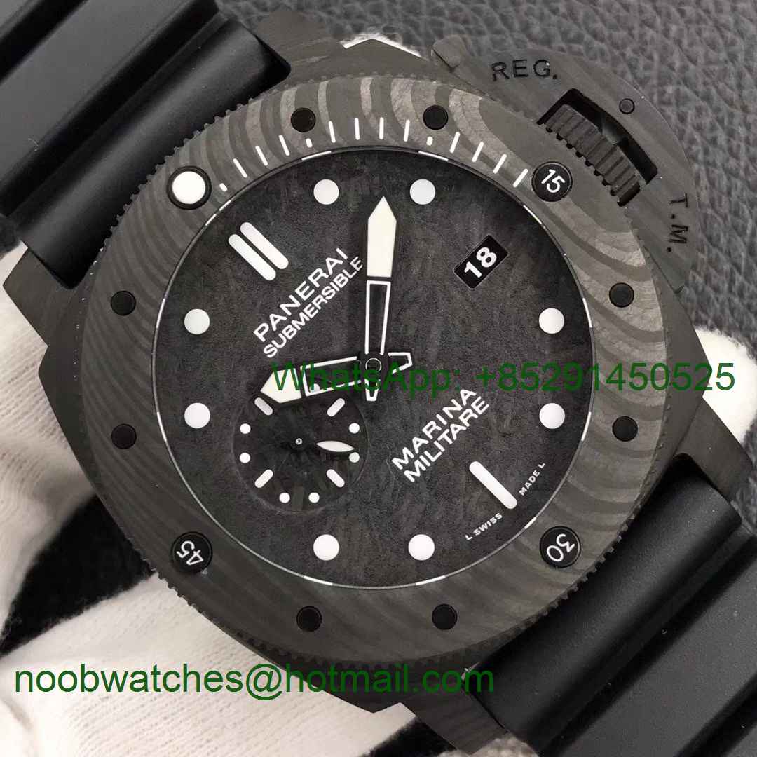 Replica Panerai PAM979 Carbotech VSF 1:1 Best Edition Carbon Dial P.9010 Clone (Free Leather Strap)