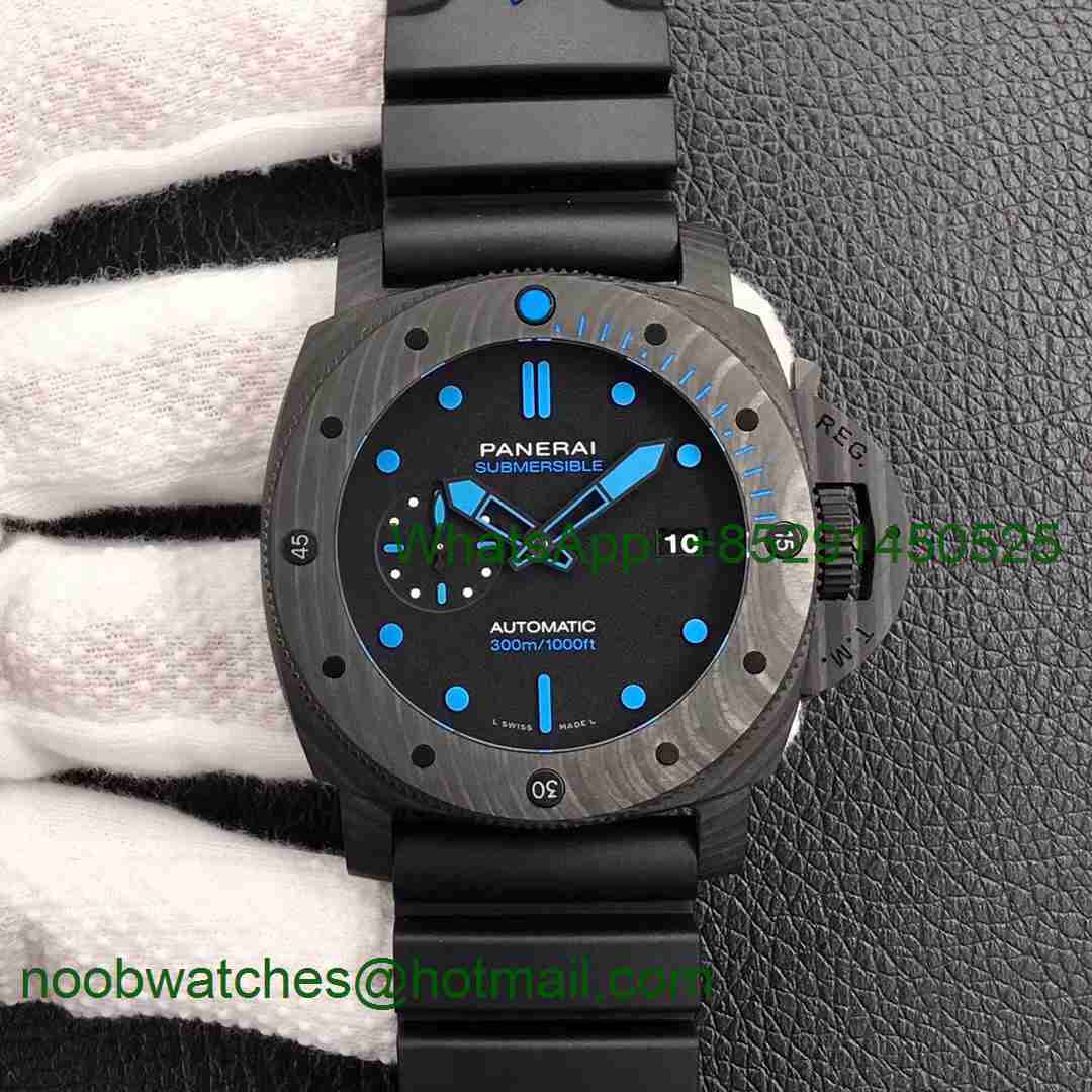Replica Panerai PAM1616 Carbotech 47mm VSF 1:1 Best Edition Black Dial Blue Markers P.9010 Clone