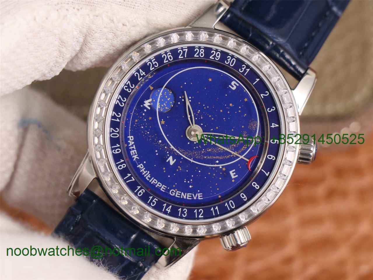 Replica Patek Philippe Grand Complications SkyMoon Celestial 6102P PPF V3 1:1 Best Diamond Bezel Blue Dial 240 Movt