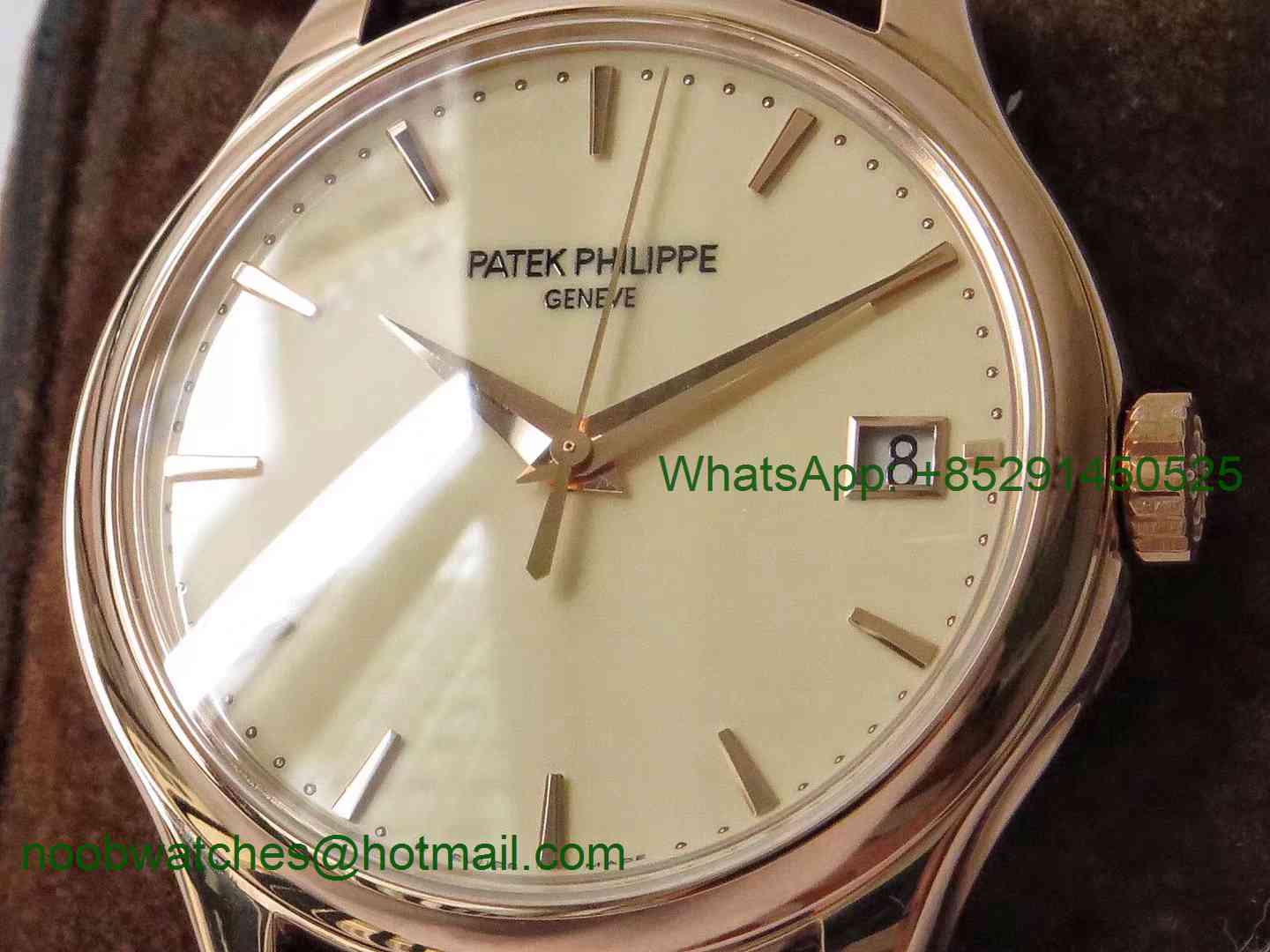 Replica Patek Philippe Calatrava 5227J Rose Gold ZF 1:1 Best Edition White Dial on Brown Leather Strap A324CS