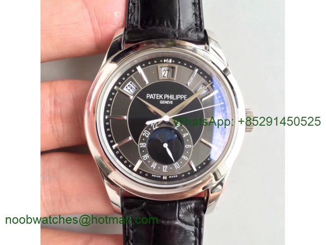 Replica Patek Philippe Annual Calendar 5205G GRF Best Edition Gray Dial on Black Leather Strap A324