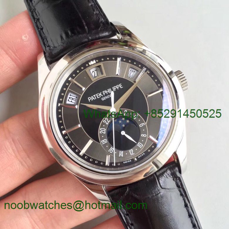 Replica Patek Philippe Annual Calendar 5205G GRF Best Edition Gray Dial on Black Leather Strap A324