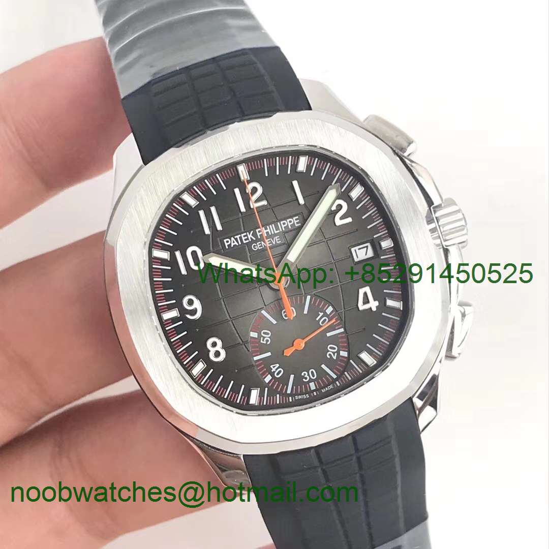 Replica Patek Philippe Aquanaut Chronograph 5968A YLF Best Edition Brown Dial on Black Rubber Strap A7750