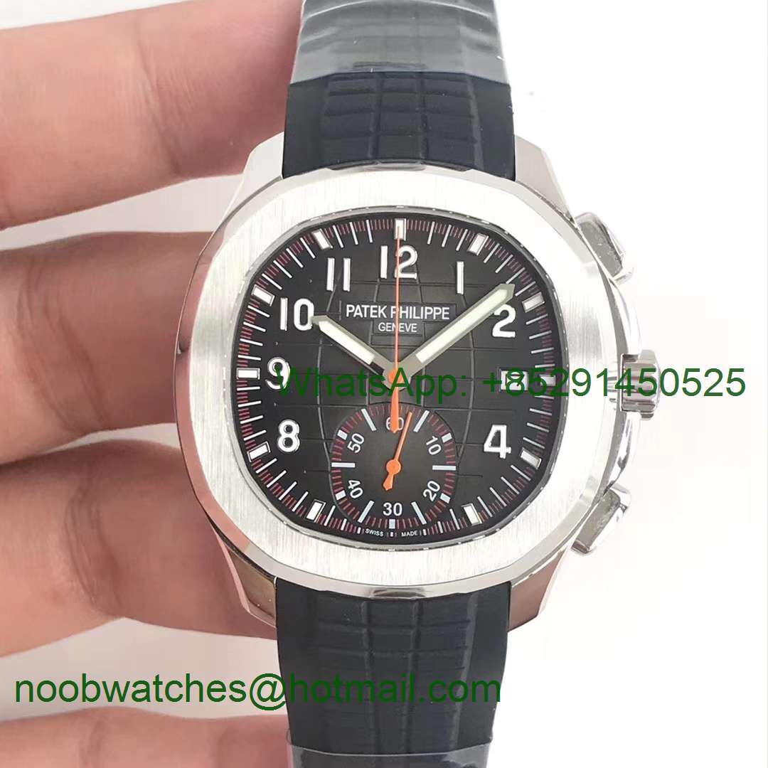 Replica Patek Philippe Aquanaut Chronograph 5968A YLF Best Edition Brown Dial on Black Rubber Strap A7750