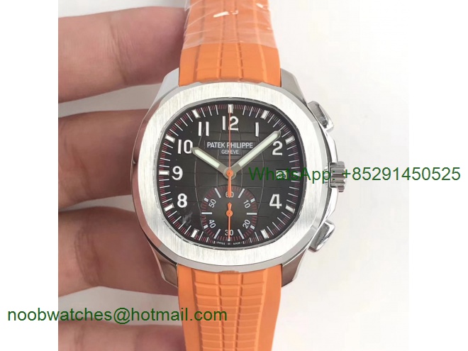 Replica Patek Philippe Aquanaut Chronograph 5968A YLF Best Edition Brown Dial on Orange Rubber Strap A7750