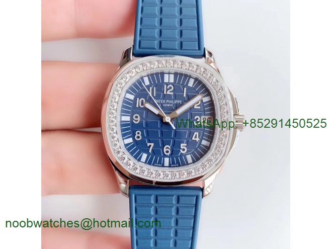Replica Patek Philippe Aquanaut Luce Ladies 5068 JJF Diamonds Bezel Blue Dial A324 movt