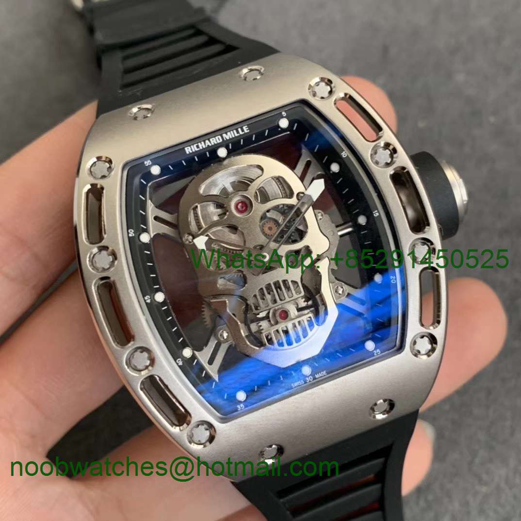 Replica Richard Mille RM052 Skull Titanium ZF 1:1 Best Edition Skeleton Dial on Black Rubber Strap NH05A