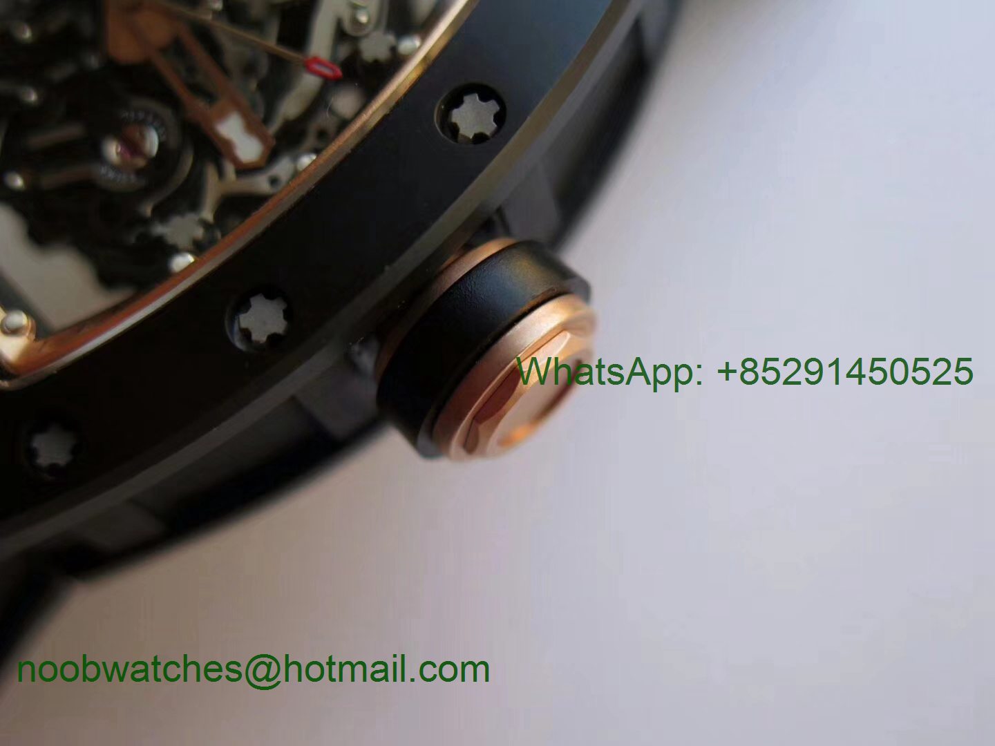 Replica Richard Mille RM055 Real Ceramic Case KVF 1:1 Best Skeleton Dial Gold on Black Rubber Strap MIYOTA8215