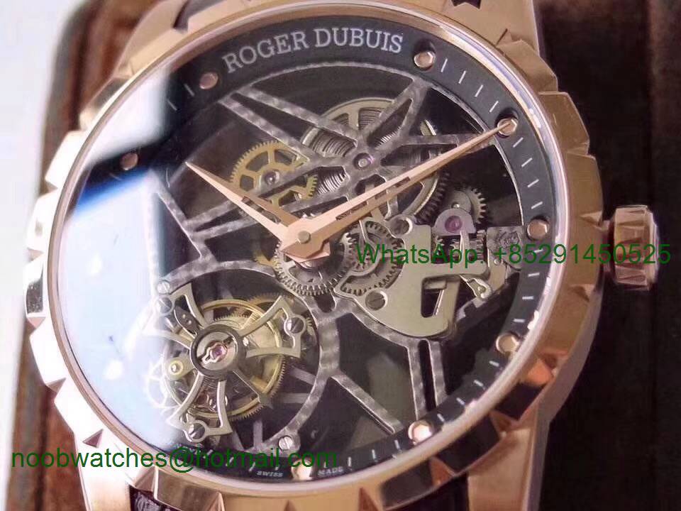 Replica Roger Dubuis Excalibur Rddbex0392 Rose Gold BBR V3 1:1 Best Edition Skeleton Dial A2136 Tourbillon