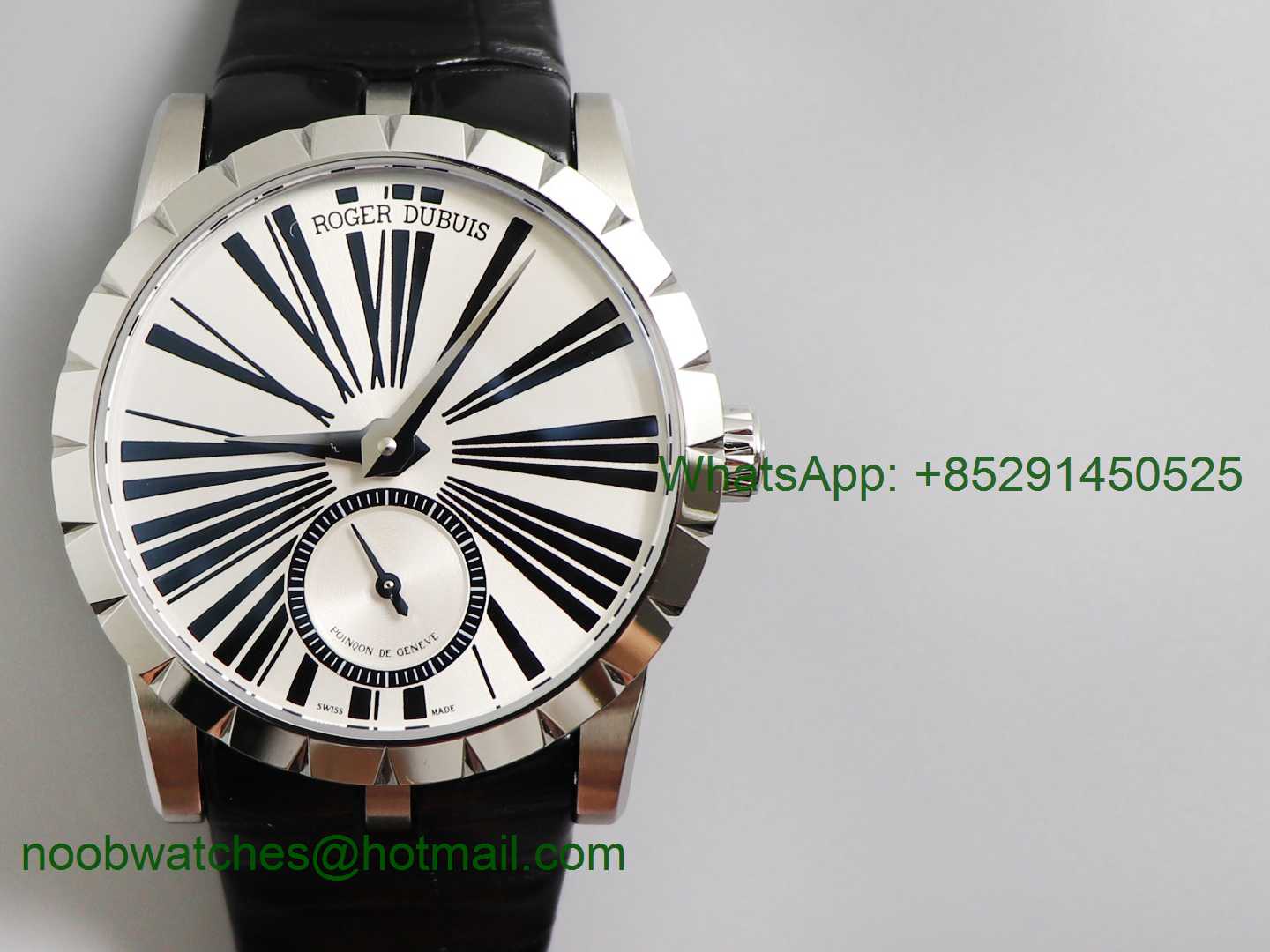 Replica Roger Dubuis Excalibur 42mm Dbex0535 SS PF 1:1 Best Edition White Dial Black Leather Strap A830