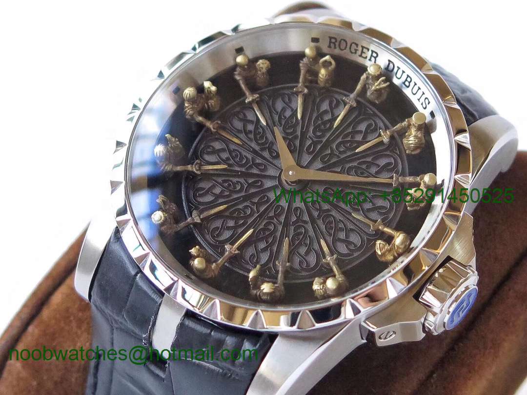 Replica Roger Dubuis Excalibur Knights of the Round Table II ZZF 1:1 V2 Best SS Black Dial MIYOTA 6T15 V2