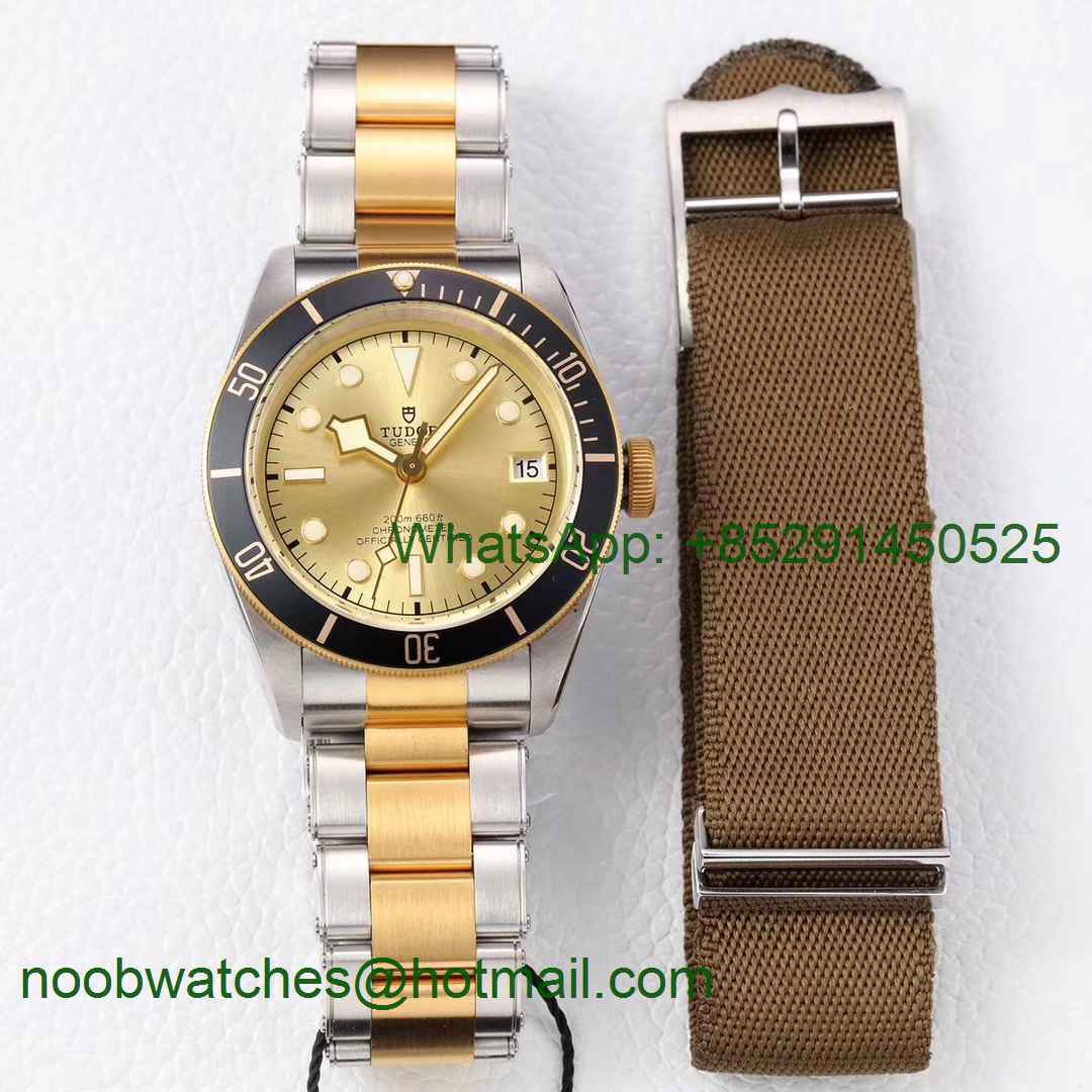 Replica Tudor Heritage Black Bay Yellow Gold/Steel 2017 ZF 1:1 Best Edition on SS Bracelet A2824