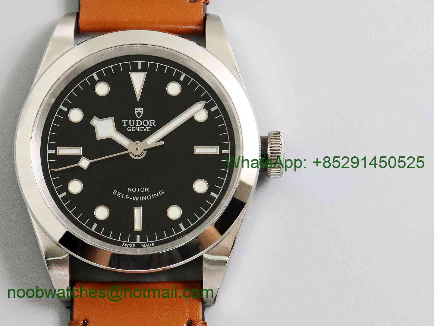 Replica Tudor Black Bay 41mm LF 1:1 Best Edition Black Dial on Brown Leather Strap A2824