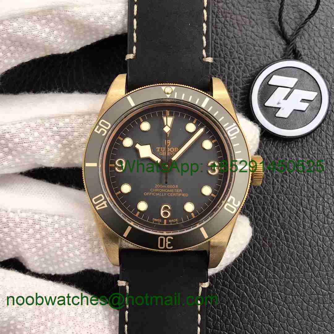 Replica Tudor Heritage Black Bay Bronze Gray ZF 1:1 Best Edition on Leather Strap A2824