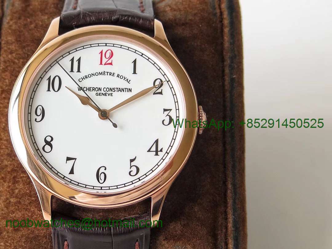 Replica Vacheron Constantin VC Historiques Chronomètre Royal 1907 Rose Gold GSF Best Edition White Dial Red 12 MIYOTA 90