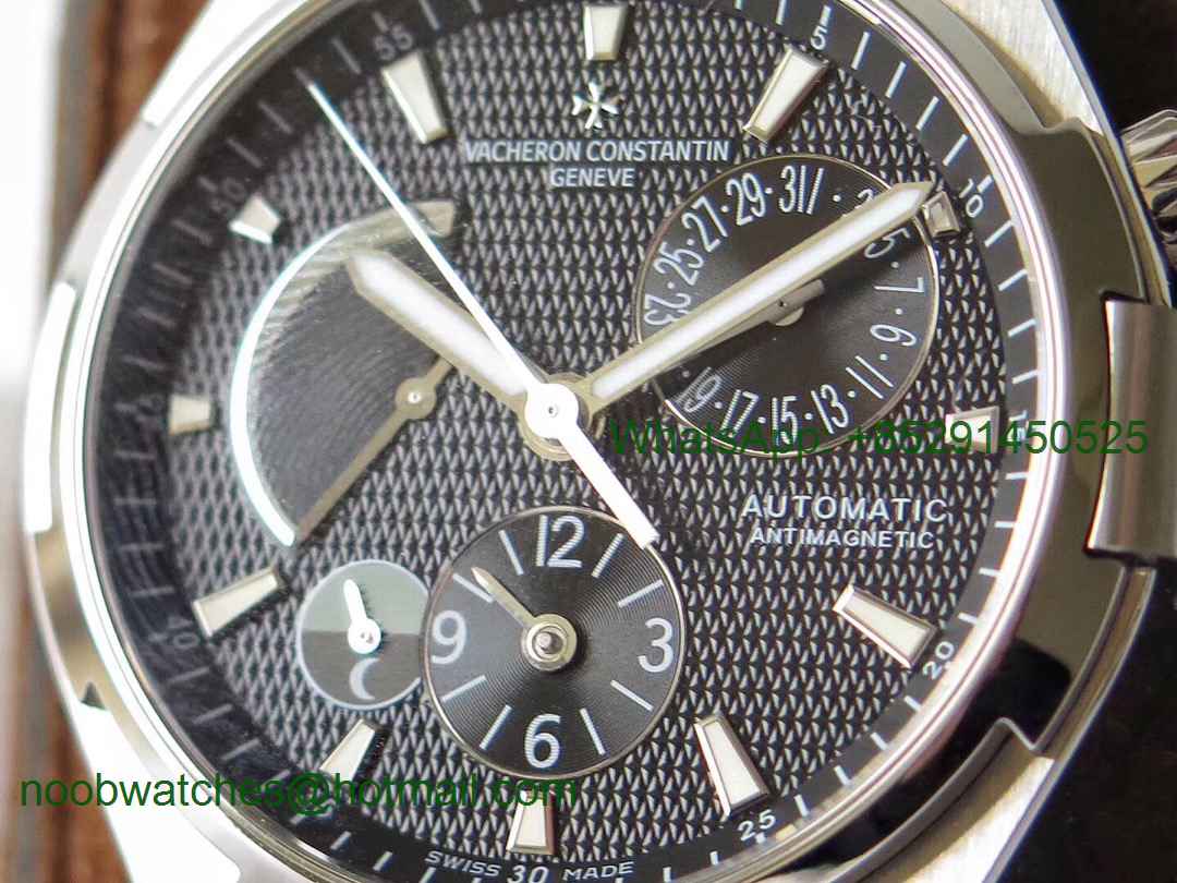 Replica Vacheron Constantin VC Overseas Dual Time Power Reserve TWA Best Edition Black Dial SS Bracelet A1222