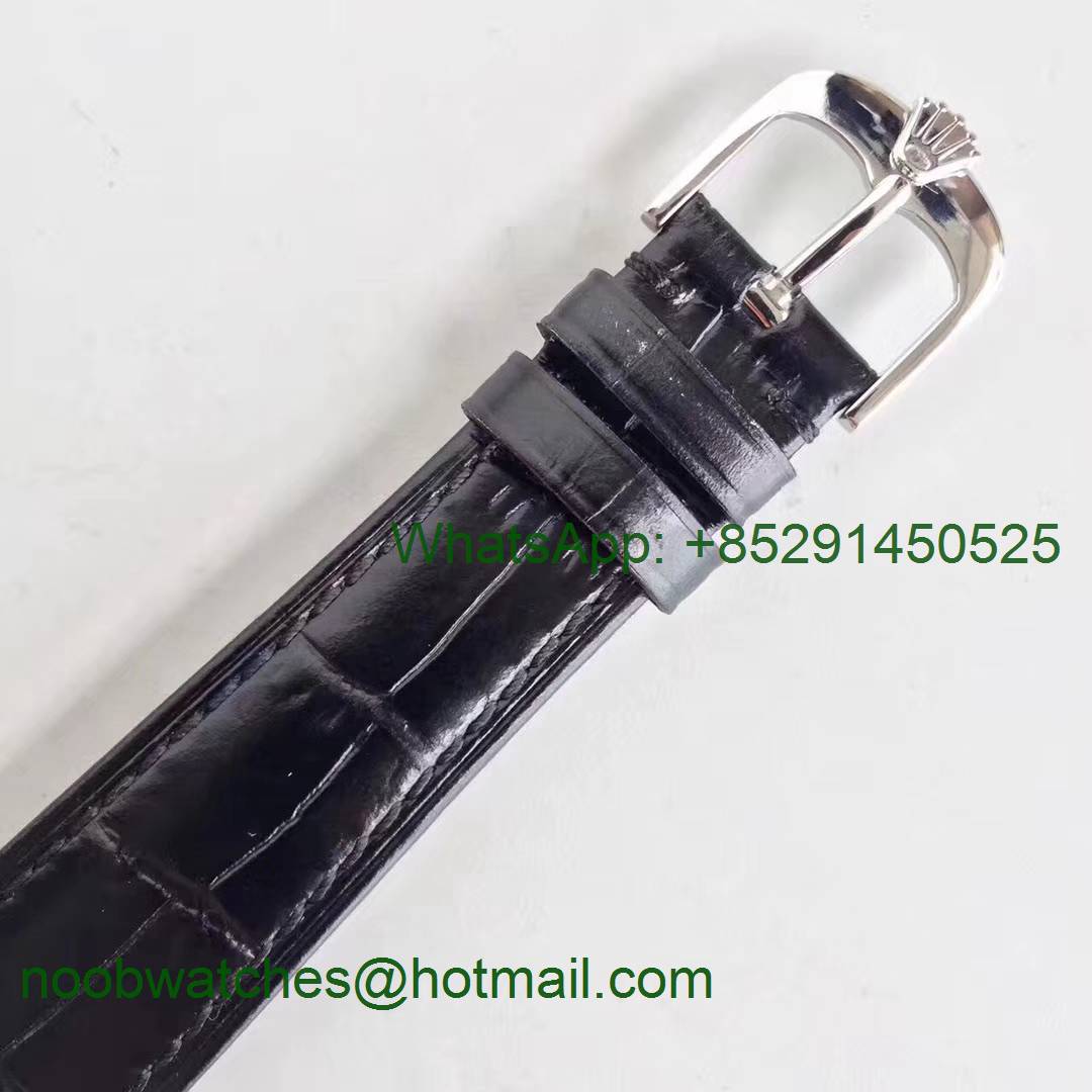 Replica Rolex Cellini Time 50509 SS MKF 1:1 Best Edition White Dial Roman Marker Black Leather Strap A3165 V3