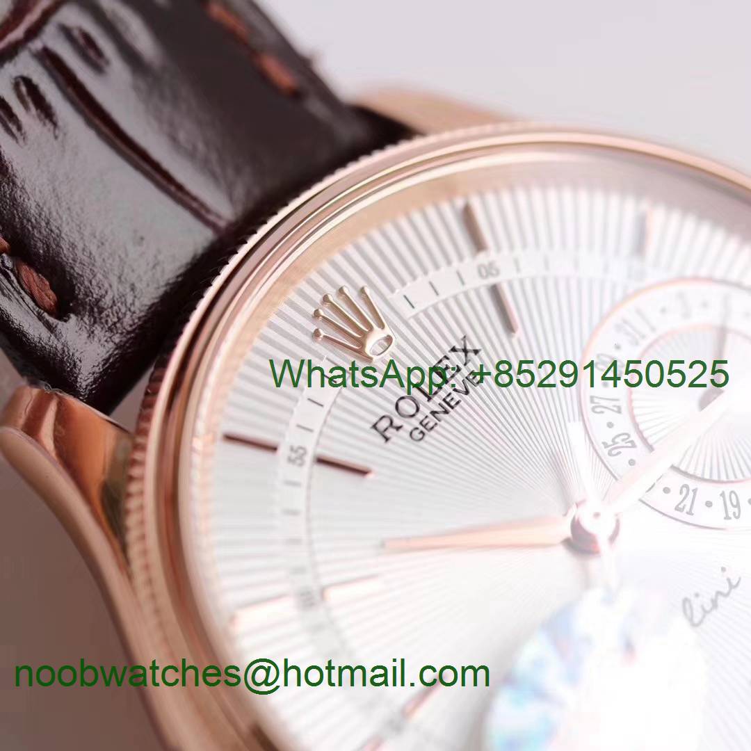 Replica Rolex Cellini Date 50515 Rose GOLD MKF 1:1 Best Edition White Dial Brown Leather Strap A3165