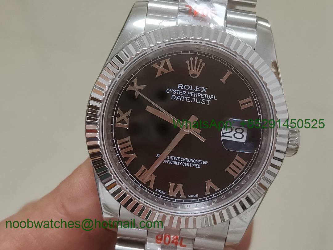 Replica Rolex DateJust 36mm 126234 GMF 1:1 Best Edition 904L Steel Black Dial Roman Markers Jubilee Bracelet A2824