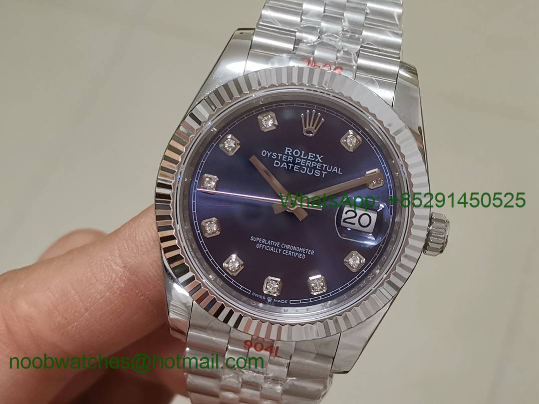 Replica Rolex DateJust 36 SS 126234 GMF 1:1 Best Edition 904L Steel Blue Dial Diamond Markers Jubilee Bracelet A2824