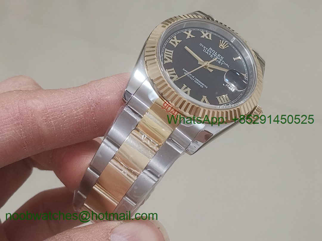 Replica Rolex DateJust 36mm 2tone 18kt Yellow Gold Plated 116233 GMF Best Black Dial Roman Markers A2836