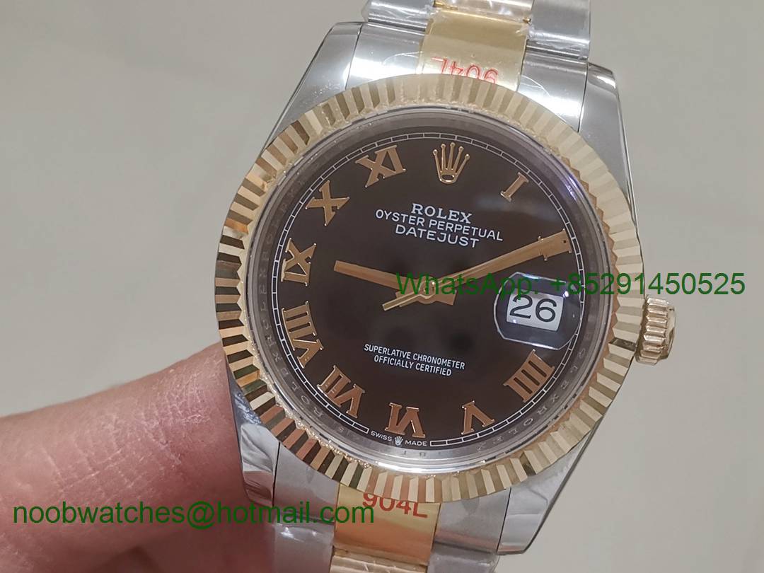 Replica Rolex DateJust 36mm 2tone 18kt Yellow Gold Wrapped 116233 GMF 1:1 Best Black Dial Roman Markers A2836