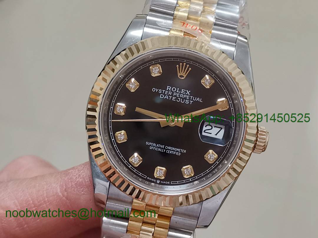 Replica Rolex DateJust 36mm 2tone 18kt Yellow Gold Wrap 116233 GMF 1:1 Best Black Dial Diamond Markers A2836