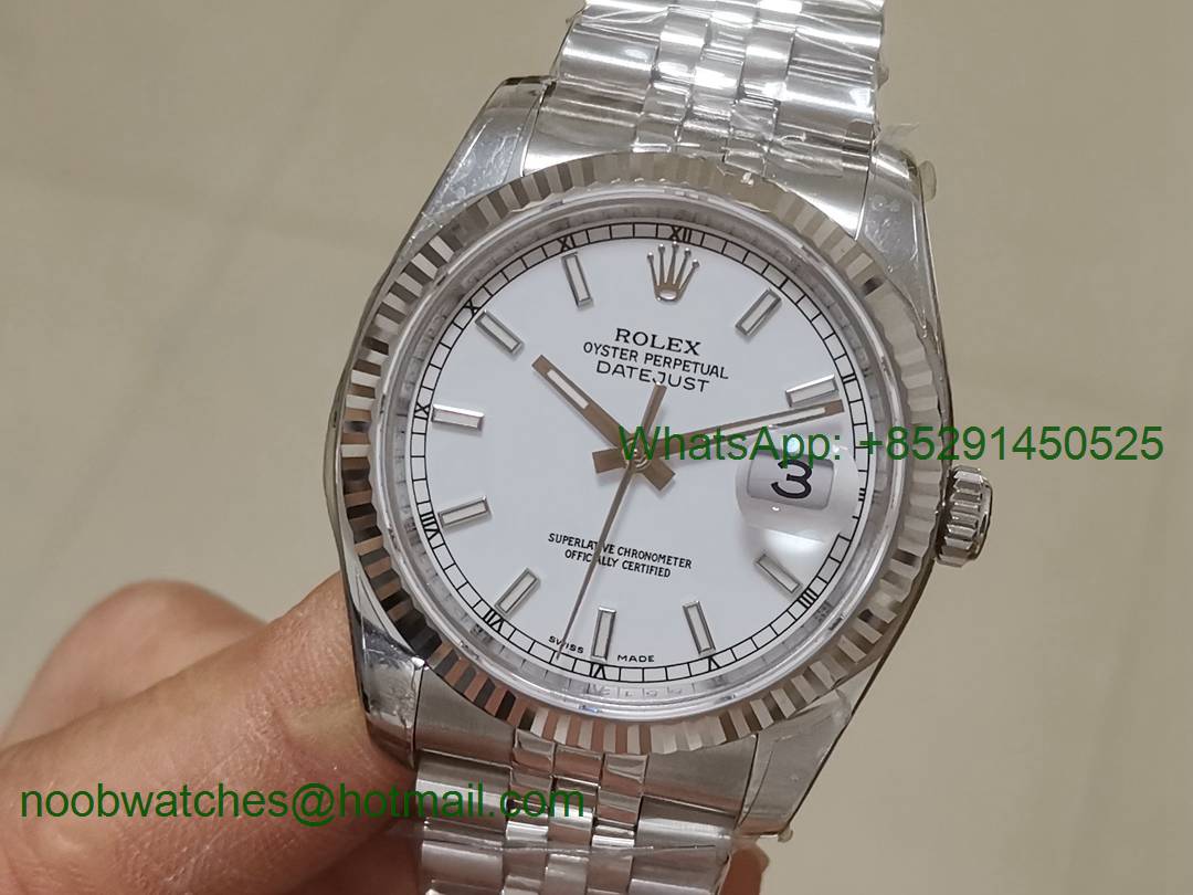 Replica Rolex DateJust 36 SS 116234 ARF 1:1 Best Edition 904L Steel White Dial Jubilee Bracelet SH3135 V3
