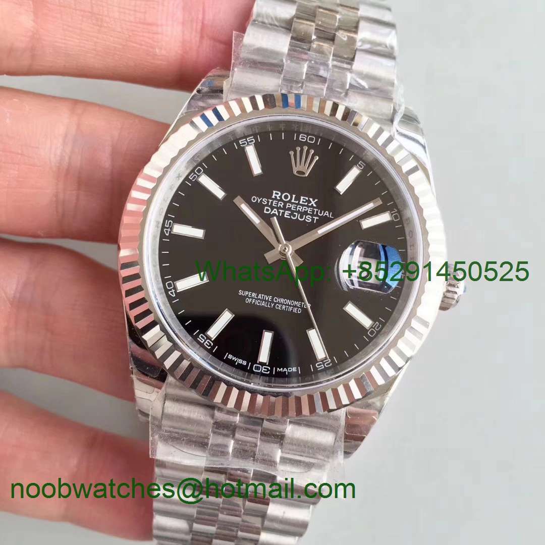 Replica Rolex DateJust 41mm 126334 904L SS GMF 1:1 Best Edition Black Dial on Jubilee Bracelet A2824