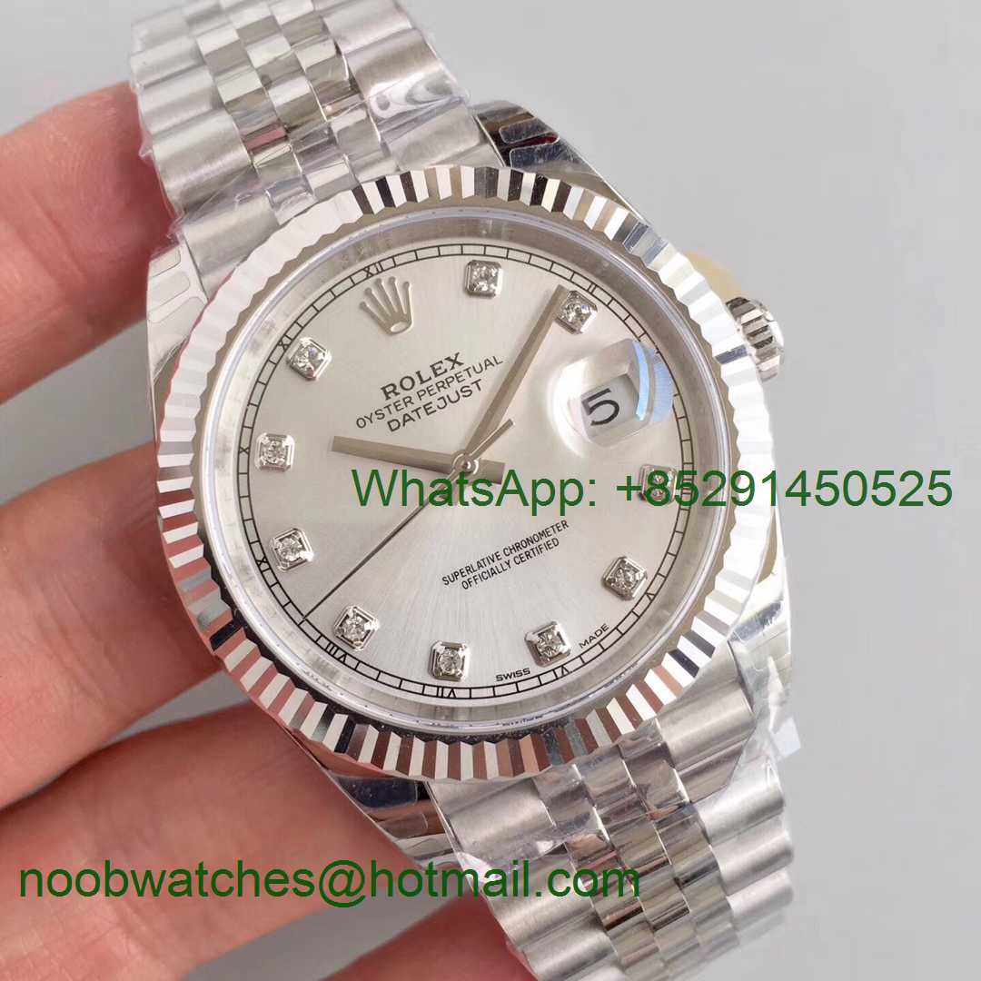Replica Rolex DateJust 41mm 126334 904L SS GMF 1:1 Best Edition Silver Diamond Dial A2824