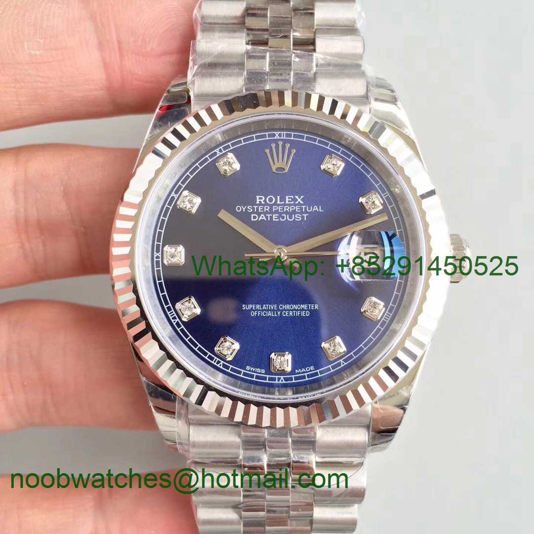 Replica Rolex DateJust 41mm 126334 904L SS GMF 1:1 Best Edition Blue Diamond Dial A2824