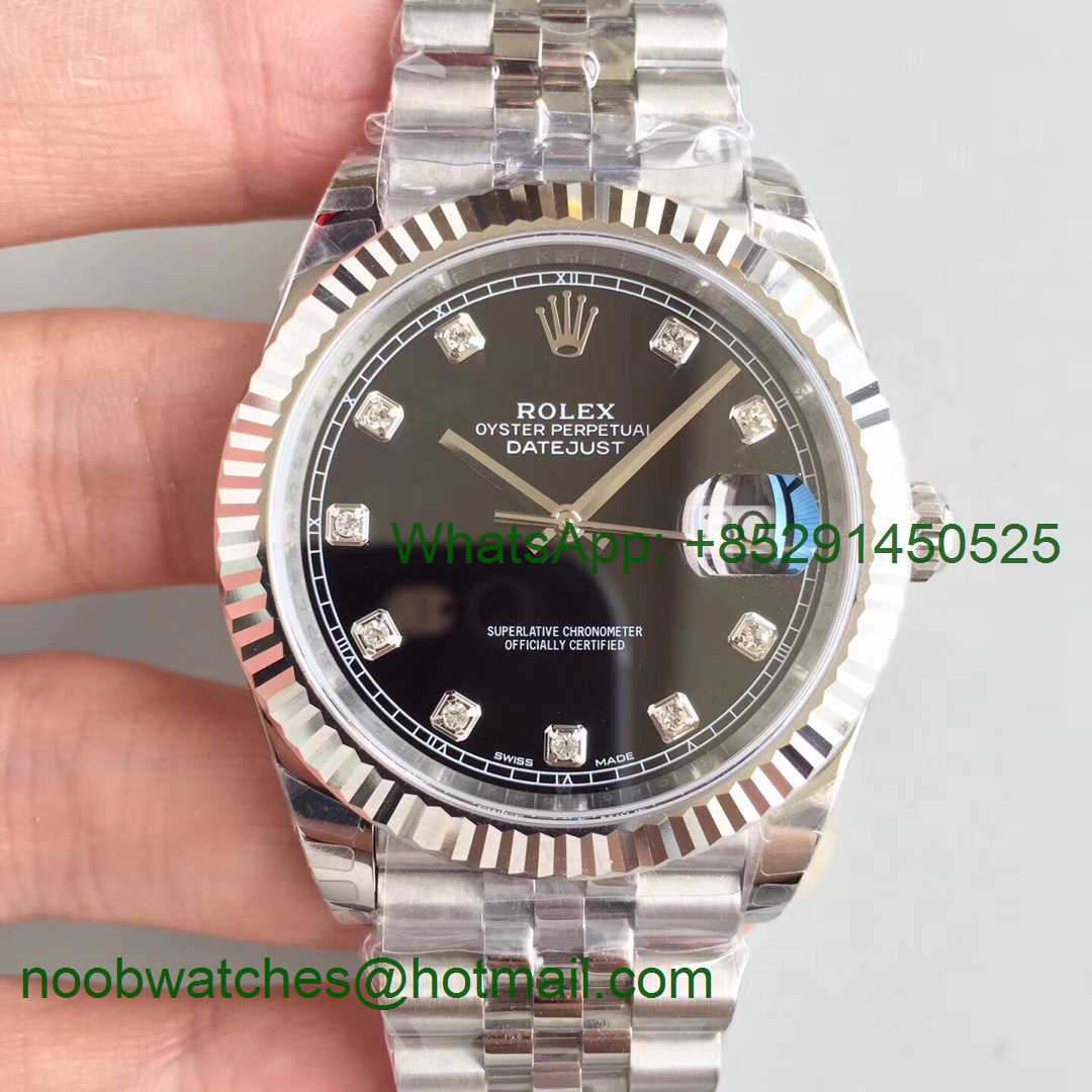 Replica Rolex DateJust 41mm 126334 904L SS GMF 1:1 Best Edition Black Diamond Dial A2824
