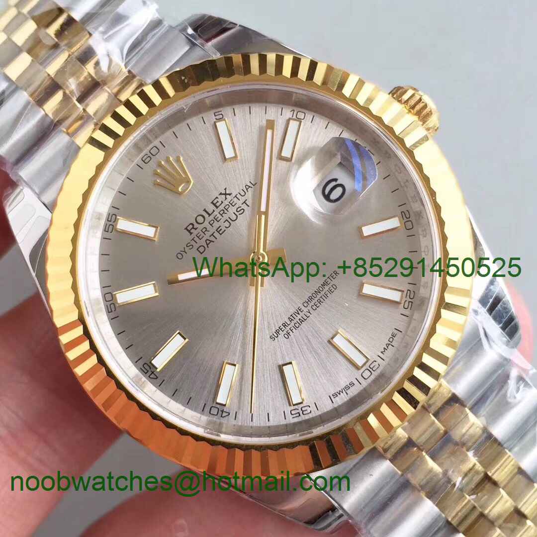 Replica Rolex DateJust 41mm 126333 904L 2tone Yellow Gold/Steel GMF 1:1 Best Edition Silver Dial A2836