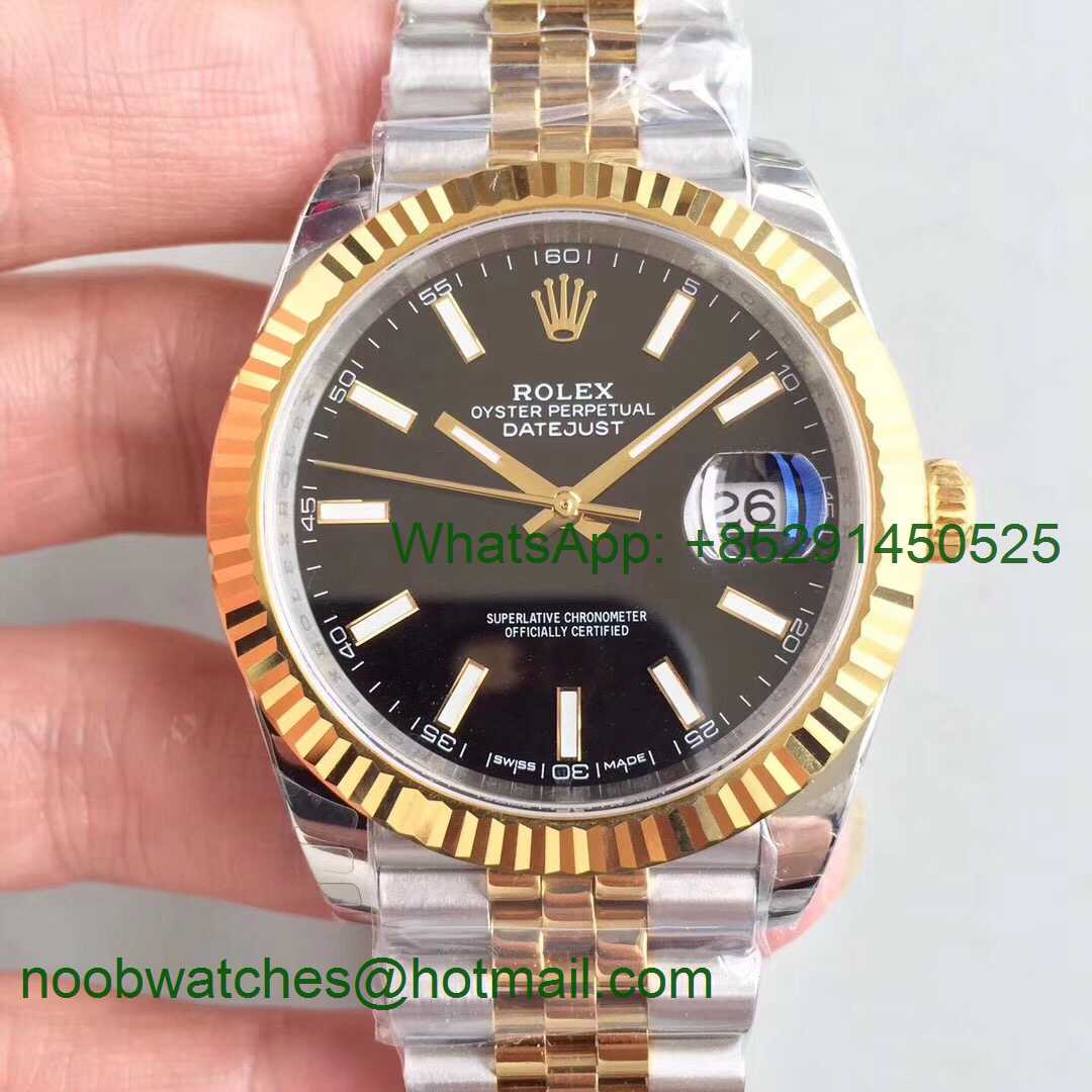Replica Rolex DateJust 41mm 126333 904L 2tone Yellow Gold/Steel GMF 1:1 Best Edition Black Dial A2836