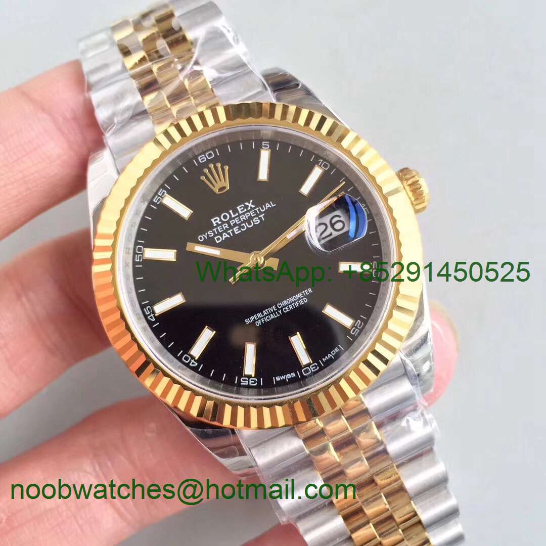 Replica Rolex DateJust 41mm 126333 904L 2tone Yellow Gold/Steel GMF 1:1 Best Edition Black Dial A2836