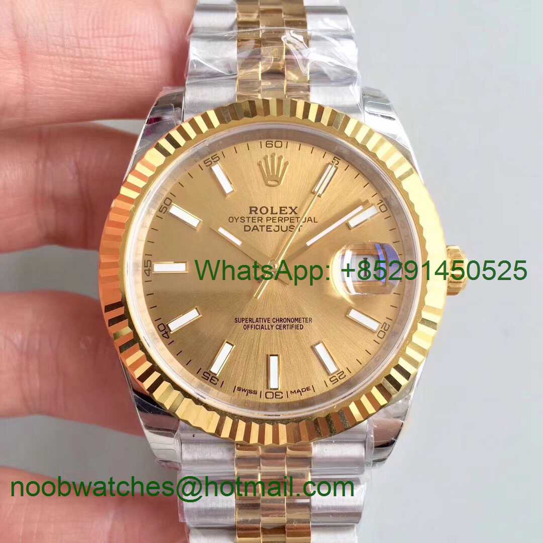 Replica Rolex DateJust 41mm 126333 904L 2tone Yellow Gold/Steel GMF 1:1 Best Edition Gold Dial A2836