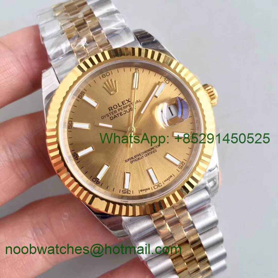 Replica Rolex DateJust 41mm 126333 904L 2tone Yellow Gold/Steel GMF 1:1 Best Edition Gold Dial A2836
