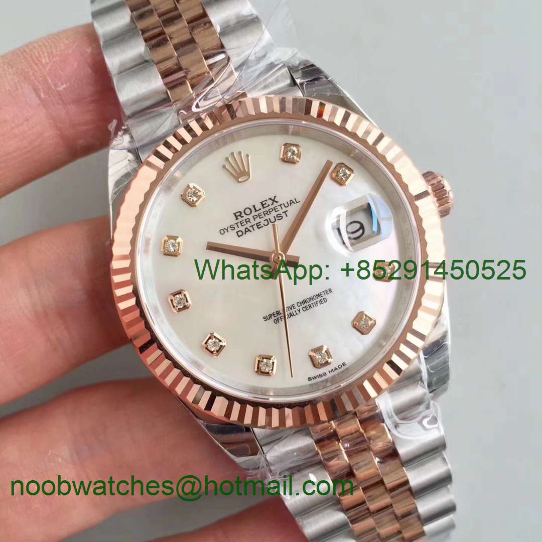 Replica Rolex DateJust 41mm 126333 904L 2tone Rose Gold/Steel GMF 1:1 Best White MOP Dial A2836