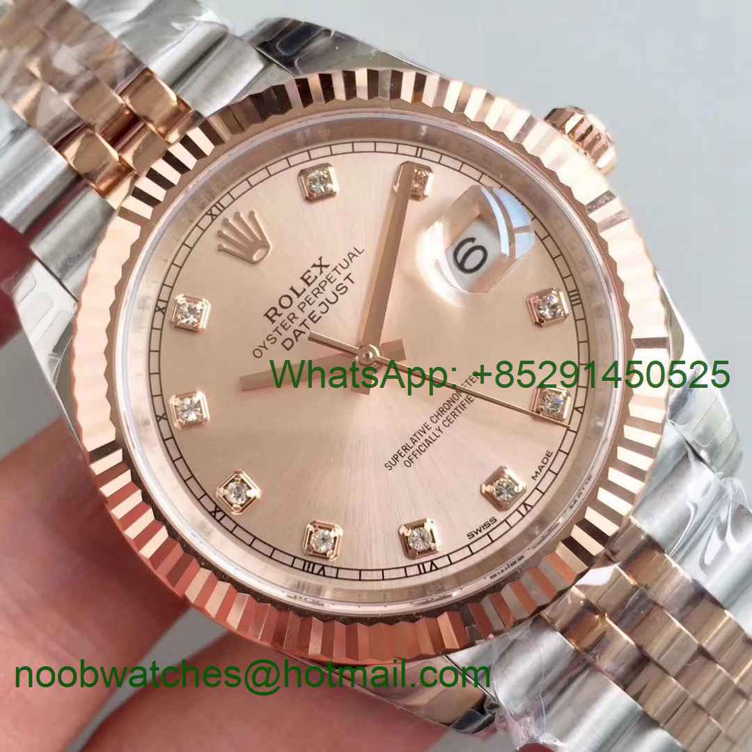 Replica Rolex DateJust 41mm 126333 904L 2tone Rose Gold/Steel GMF 1:1 Best Pink Diamond Dial A2836