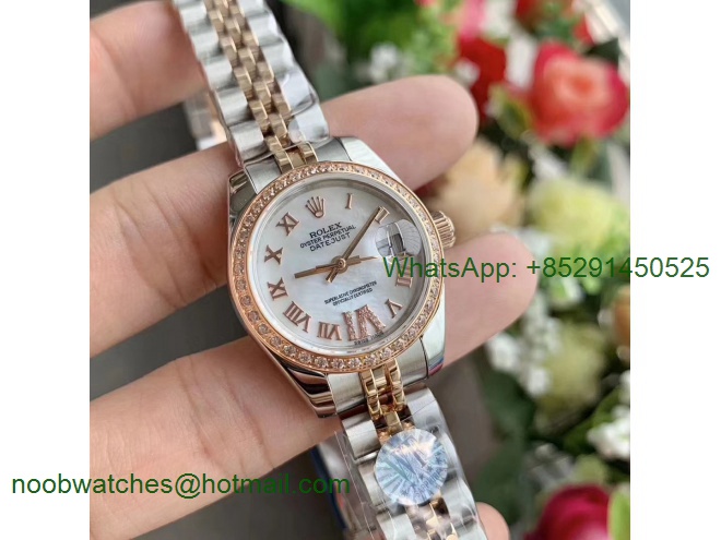 Replica Rolex Datejust 28MM 279171 Ladies WF Rose Gold/Steel Diamond Bezel MOP Dial Swiss ETA 2671 Watch