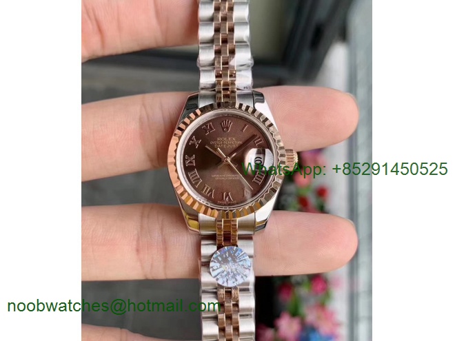 Replica Rolex Datejust 28MM 279171 Ladies WF Rose Gold/Steel Brown Dial Swiss ETA 2671 Watch