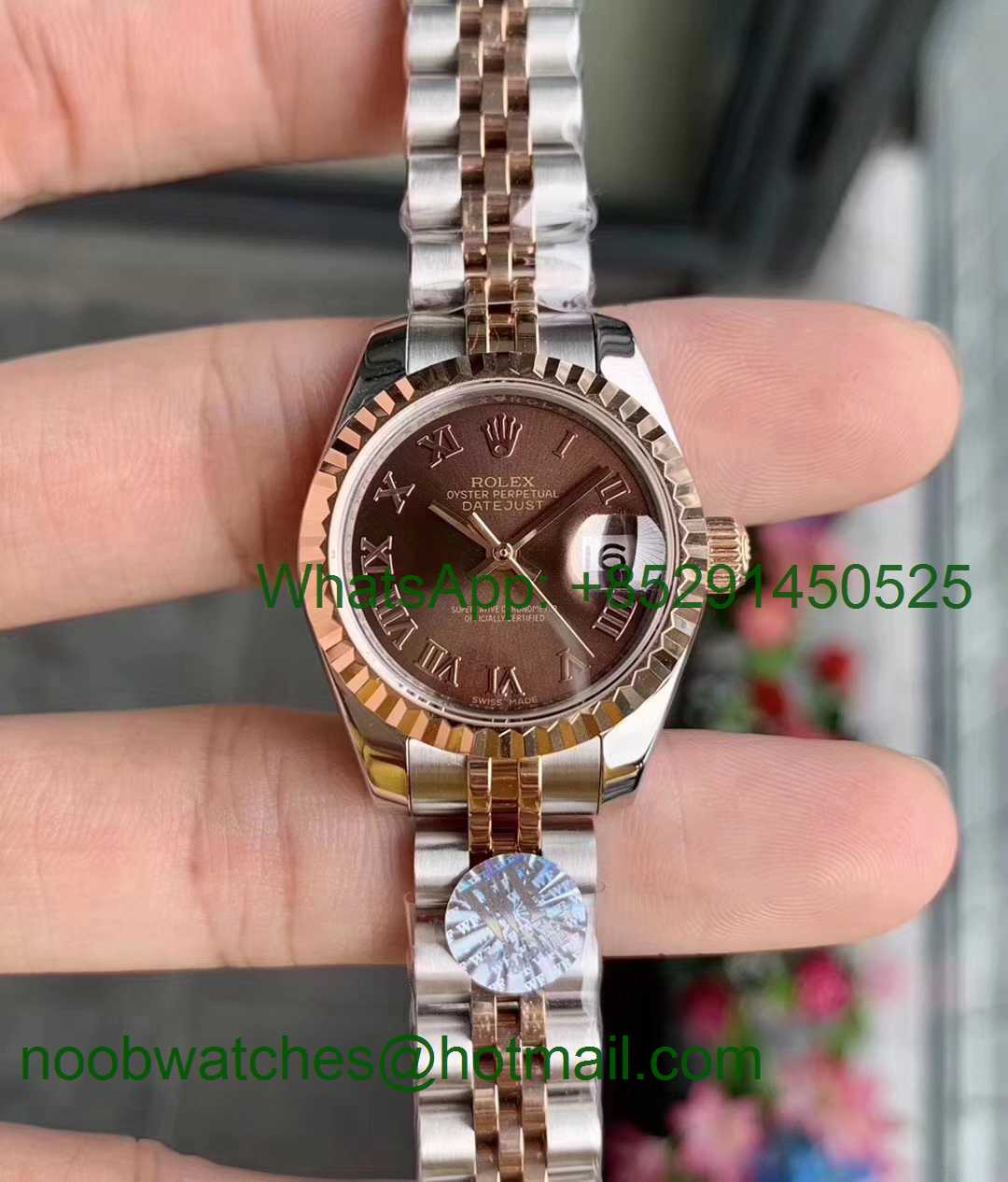 Replica Rolex Datejust 28MM 279171 Ladies WF Rose Gold/Steel Brown Dial Swiss ETA 2671 Watch